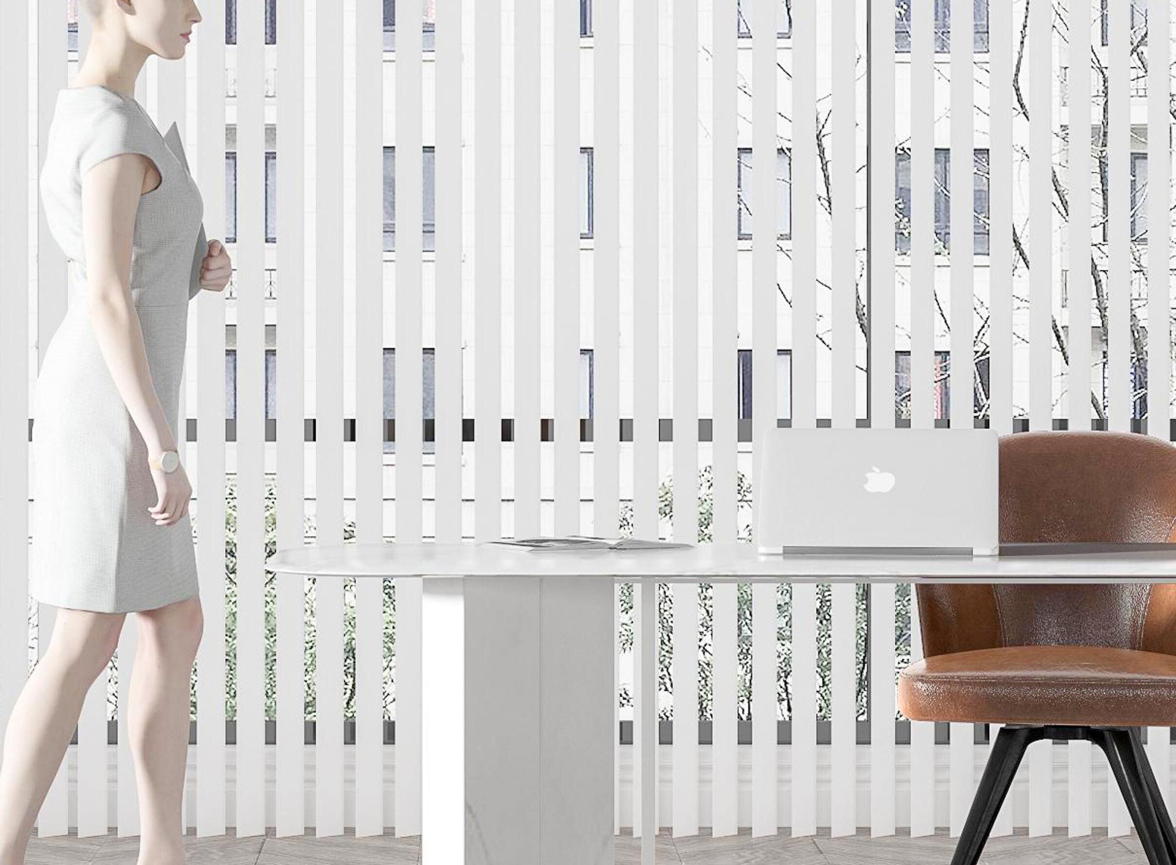 shutter hanging Modern curtain 3D model_2