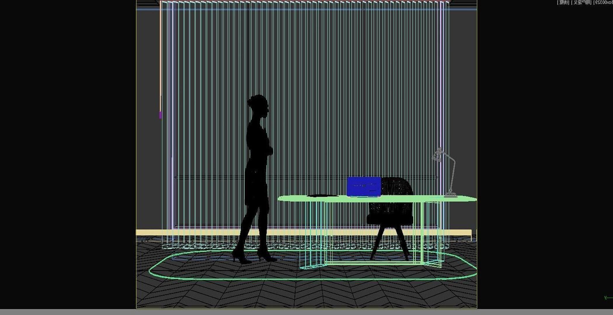 shutter hanging Modern curtain 3D model_6