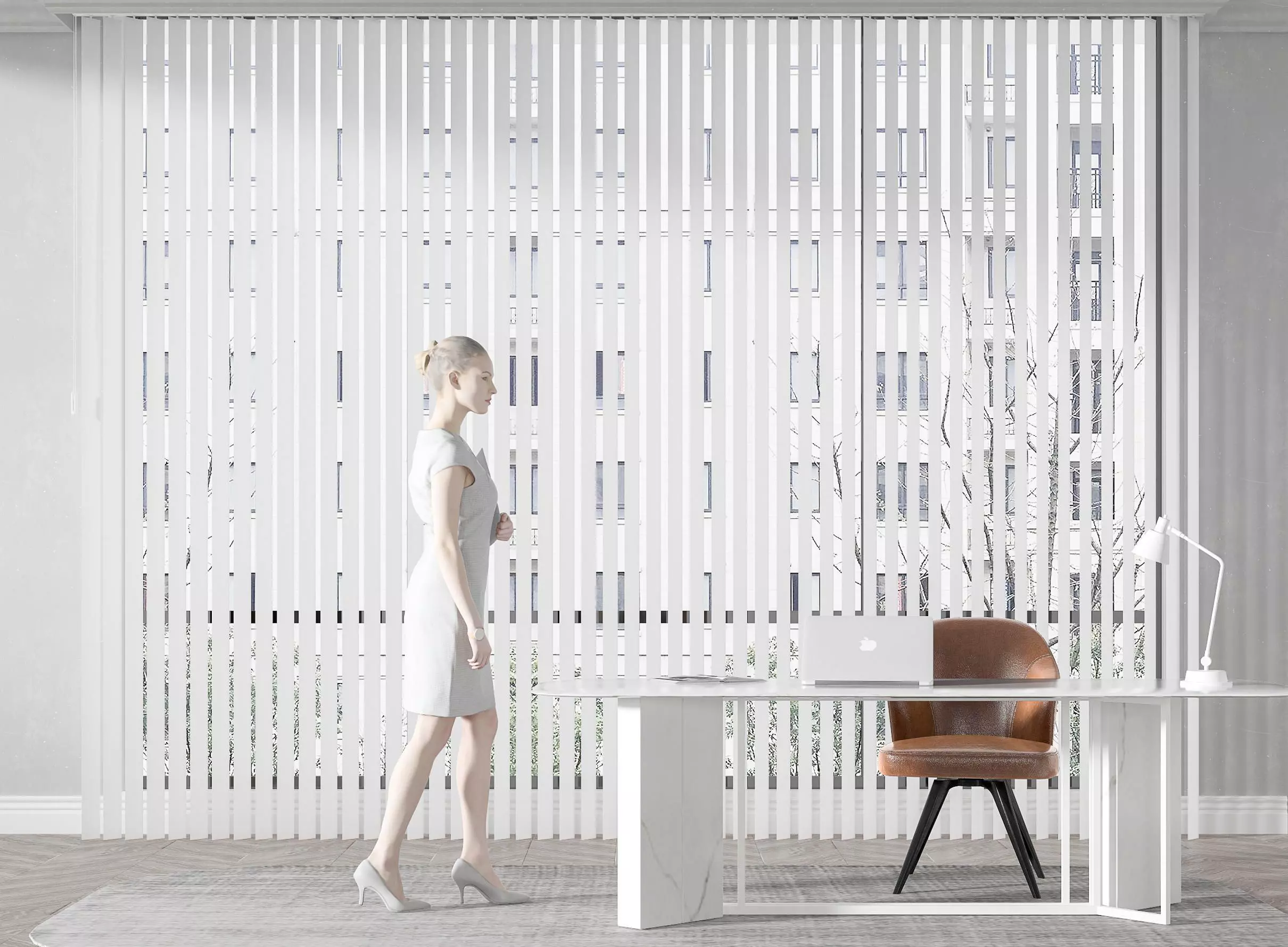 shutter hanging Modern curtain 3D model_0