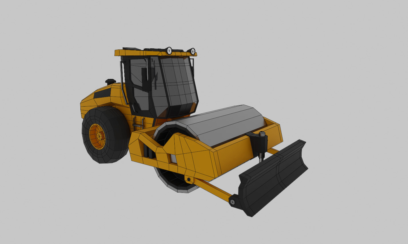 Vibratory Soil Compactor Heavy Vehicle Low-poly 3D model_4