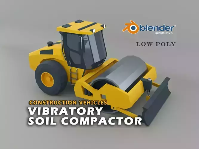Vibratory Soil Compactor Heavy Vehicle Low-poly 3D model