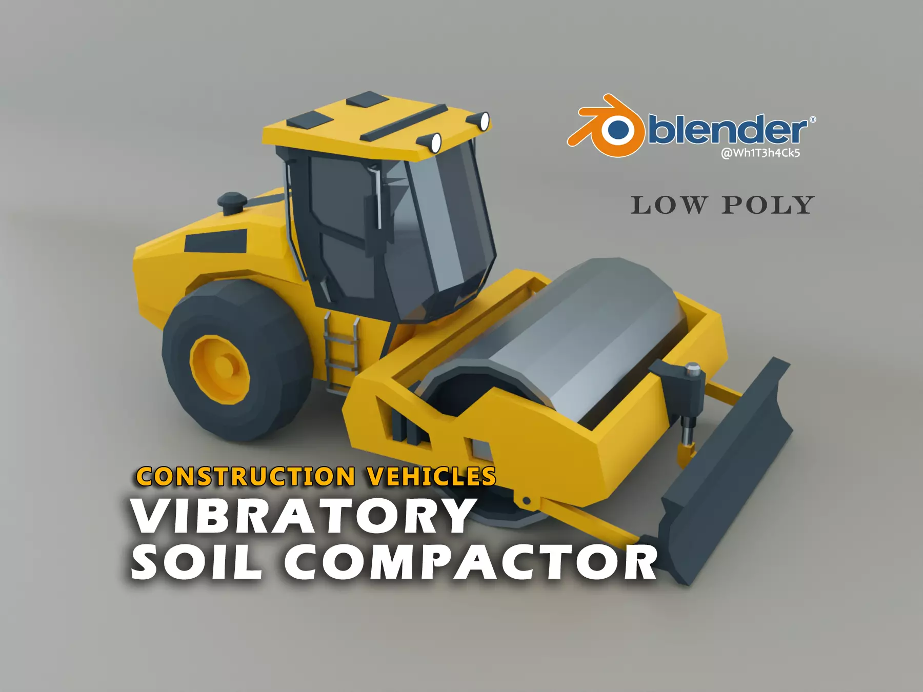 Vibratory Soil Compactor Heavy Vehicle Low-poly 3D model_0