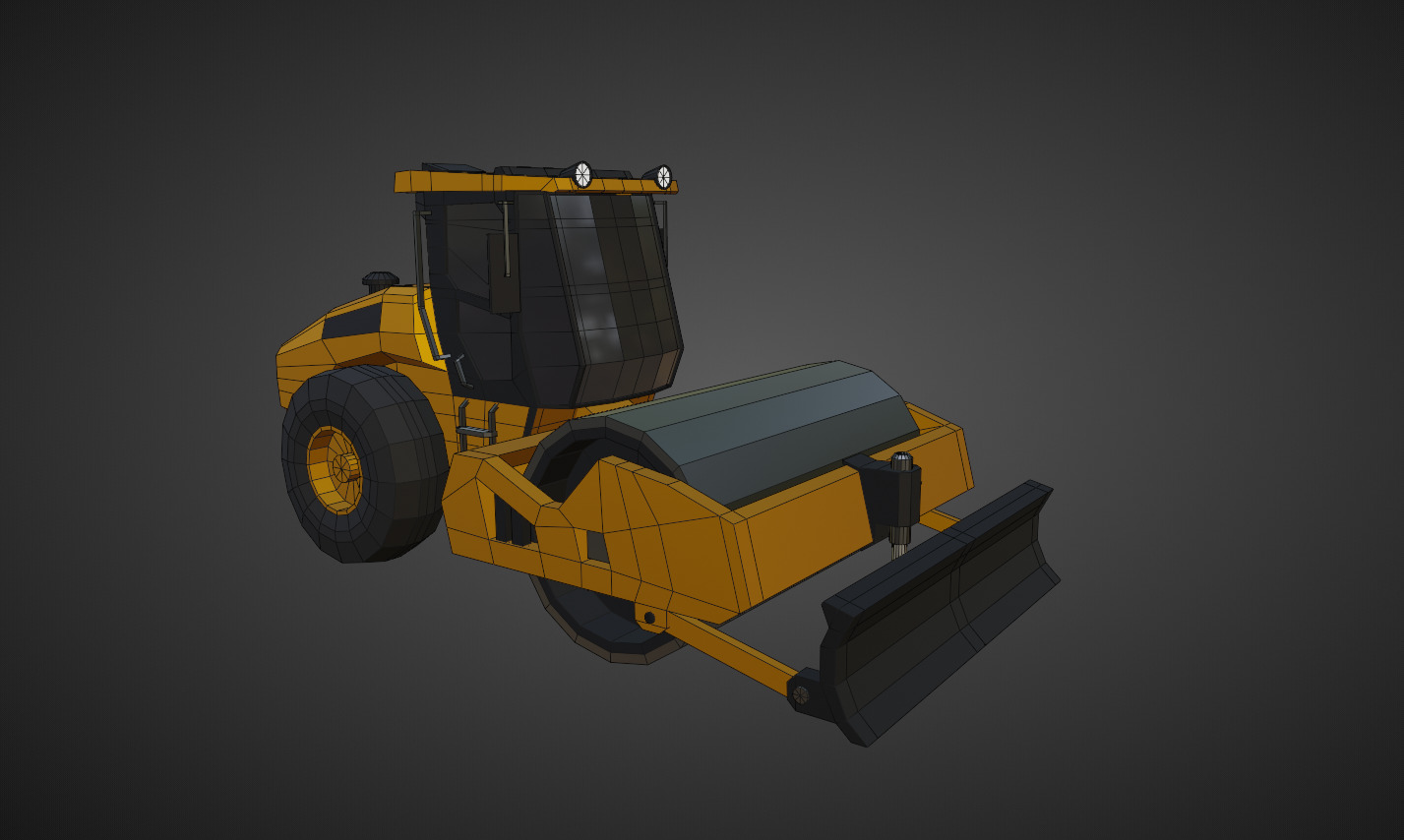 Vibratory Soil Compactor Heavy Vehicle Low-poly 3D model_5