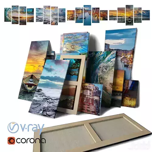 Modular paintings with nature Low-poly 3D model