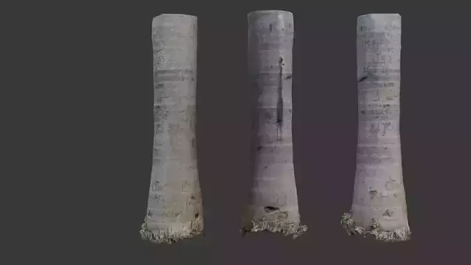 Graffiti Palm Tree Trunk 3D Scanned Model Low-poly 3D model