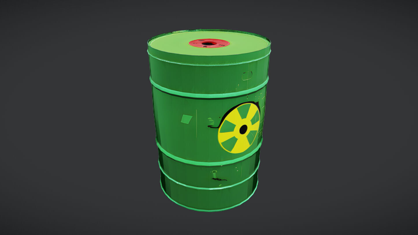 green toxic waste barrel2 3D model_2
