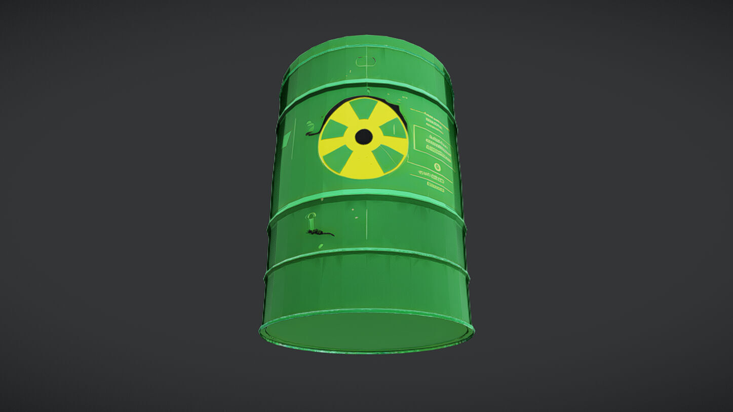 green toxic waste barrel2 3D model_7