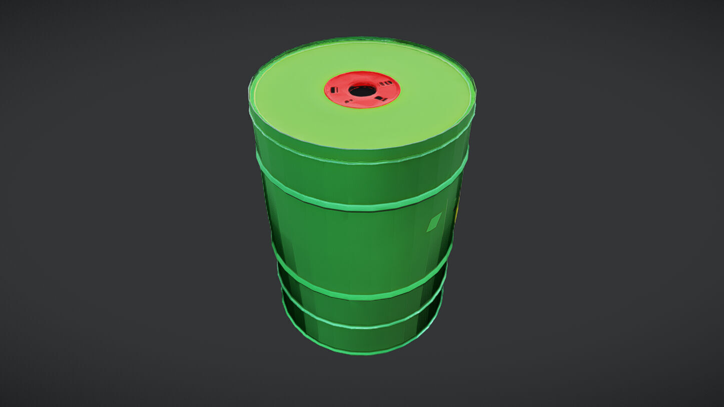 green toxic waste barrel2 3D model_4