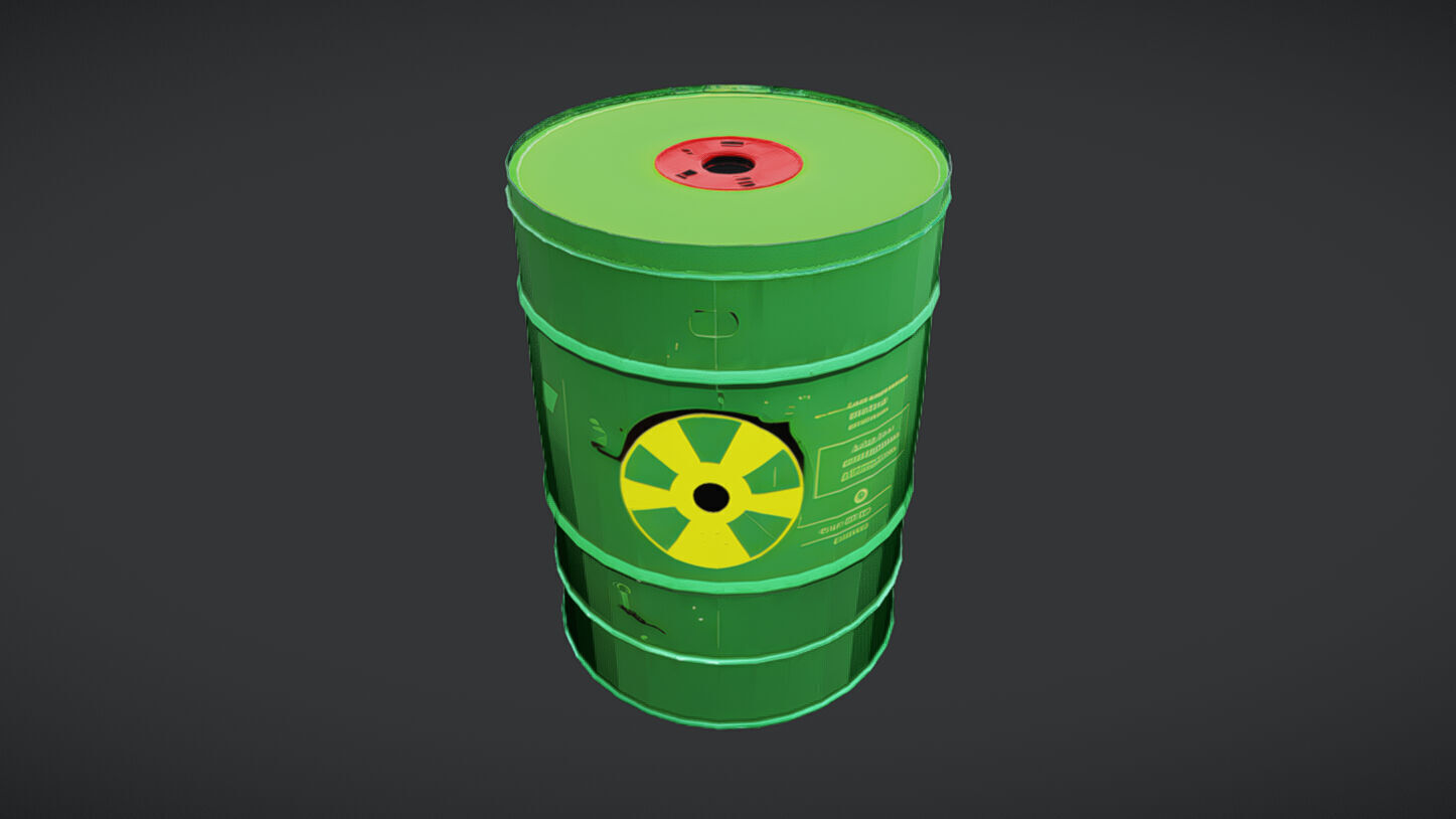 green toxic waste barrel2 3D model_8