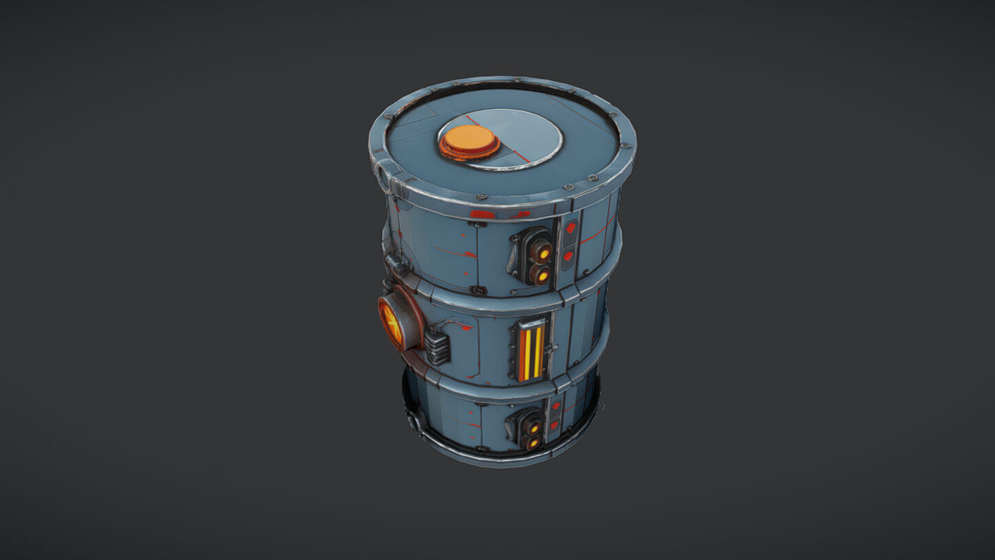 futuristic industrial barrel 3D model_14