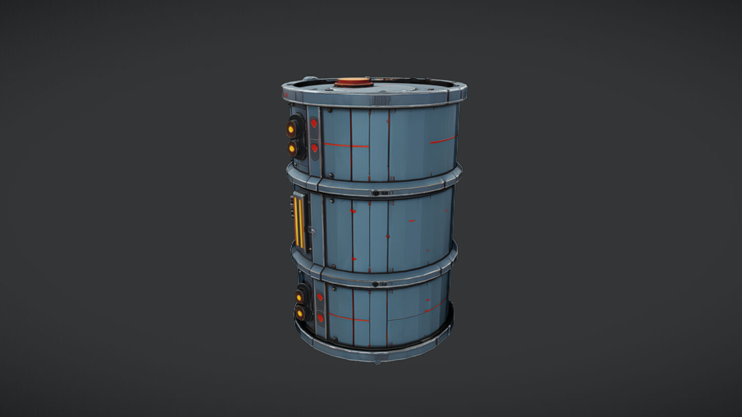 futuristic industrial barrel 3D model_2