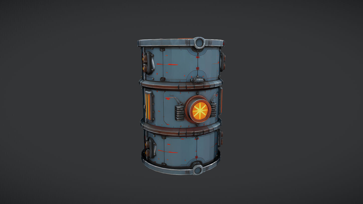 futuristic industrial barrel 3D model_7