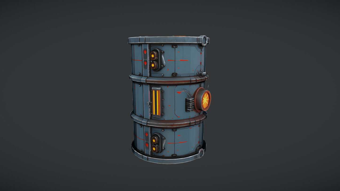 futuristic industrial barrel 3D model_6