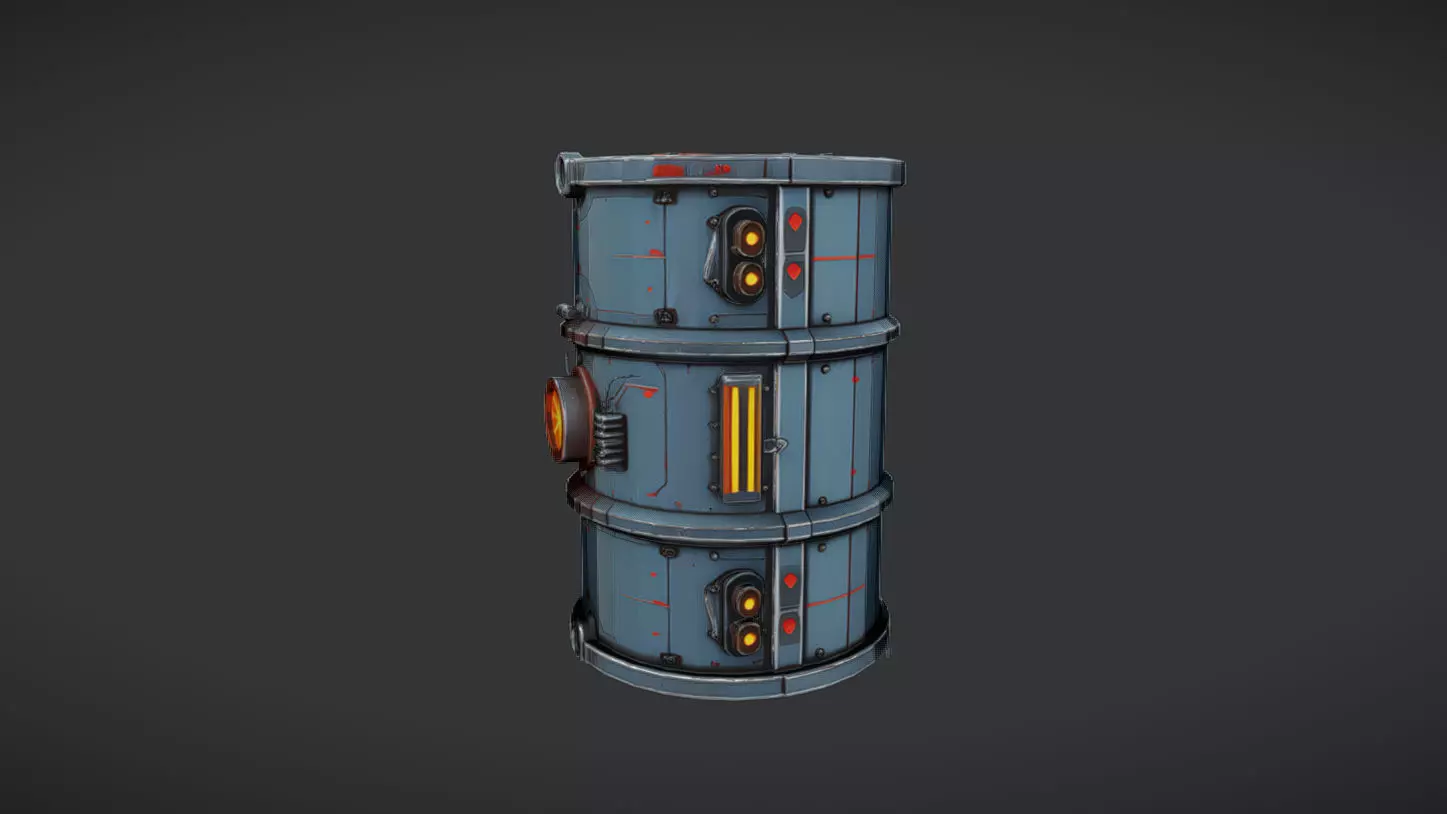 futuristic industrial barrel 3D model_0