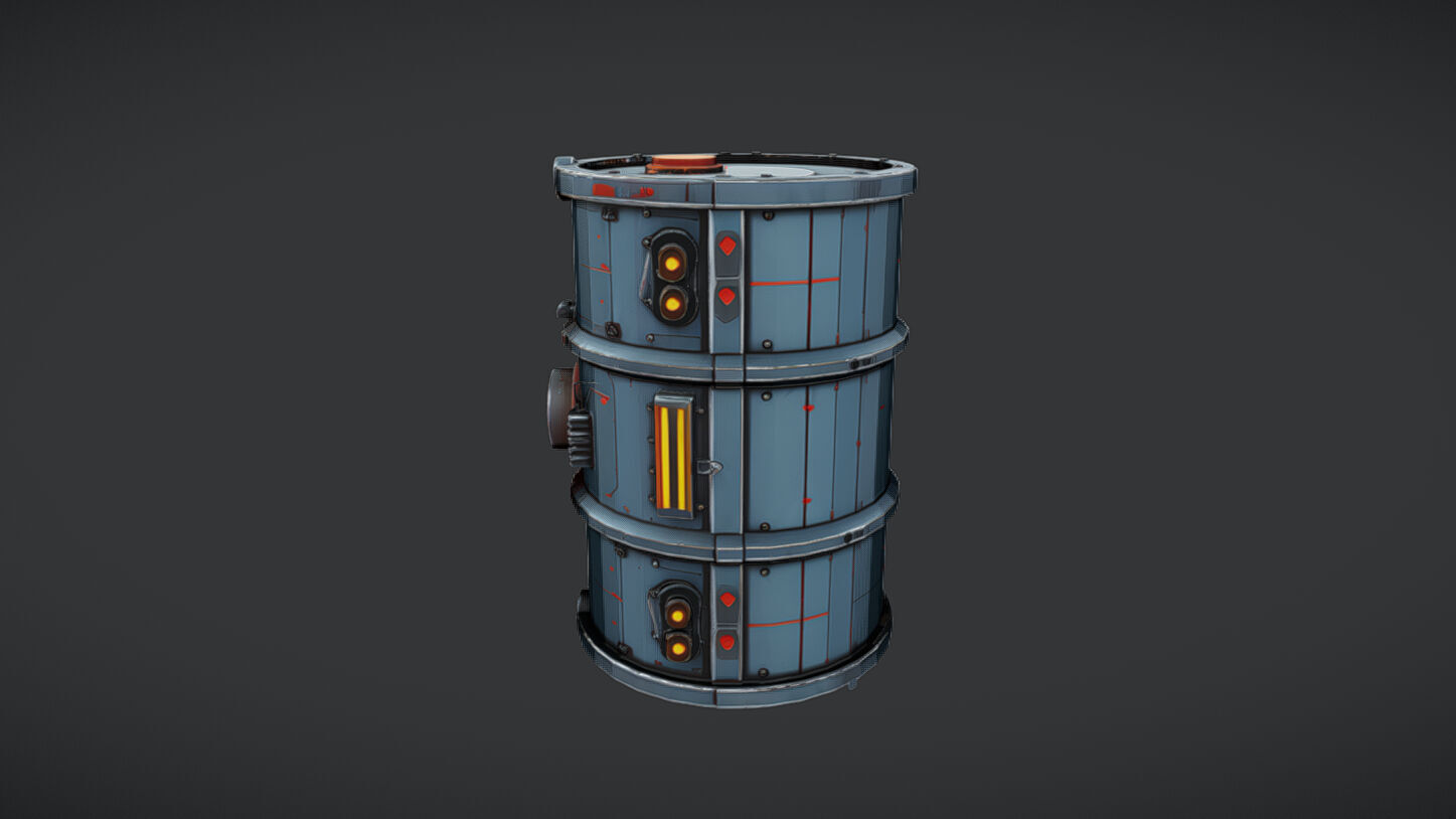 futuristic industrial barrel 3D model_1