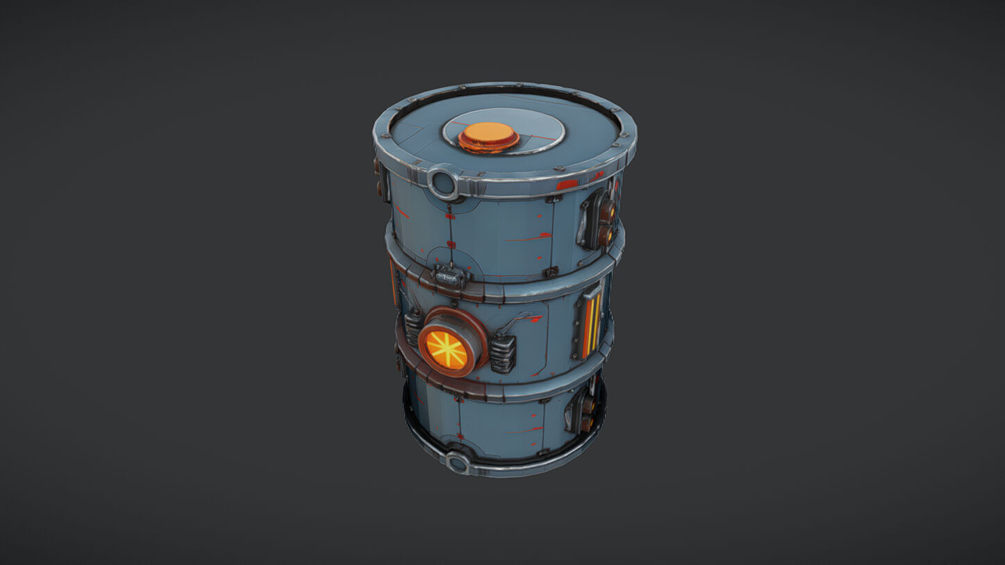 futuristic industrial barrel 3D model_12