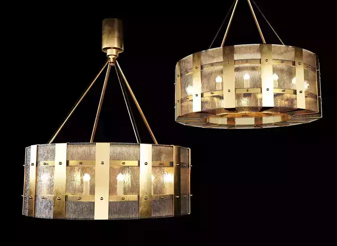 Transparent Textured Murano Art Glass Chandelier 3D model