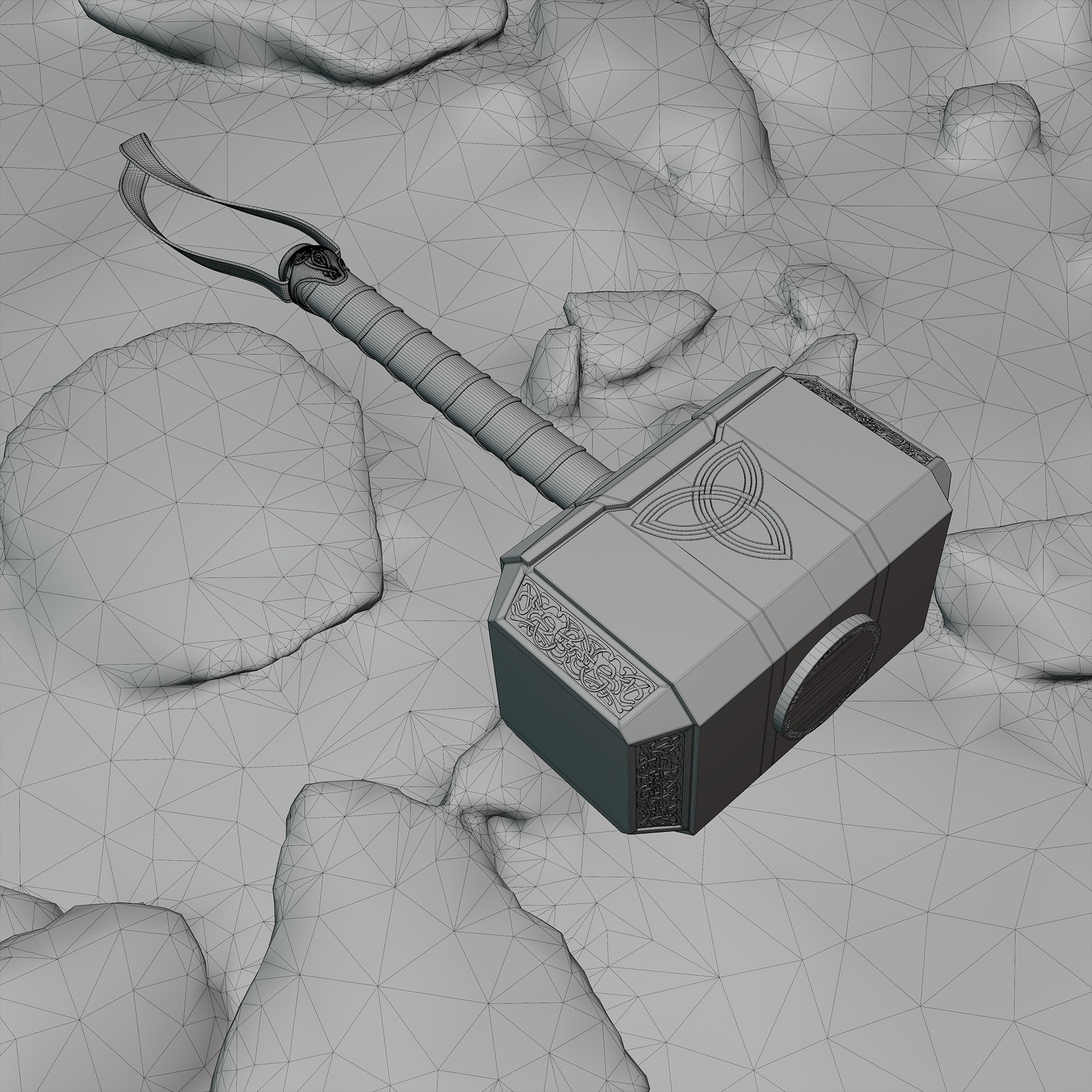 Mjolnir Hammer 3D model_4