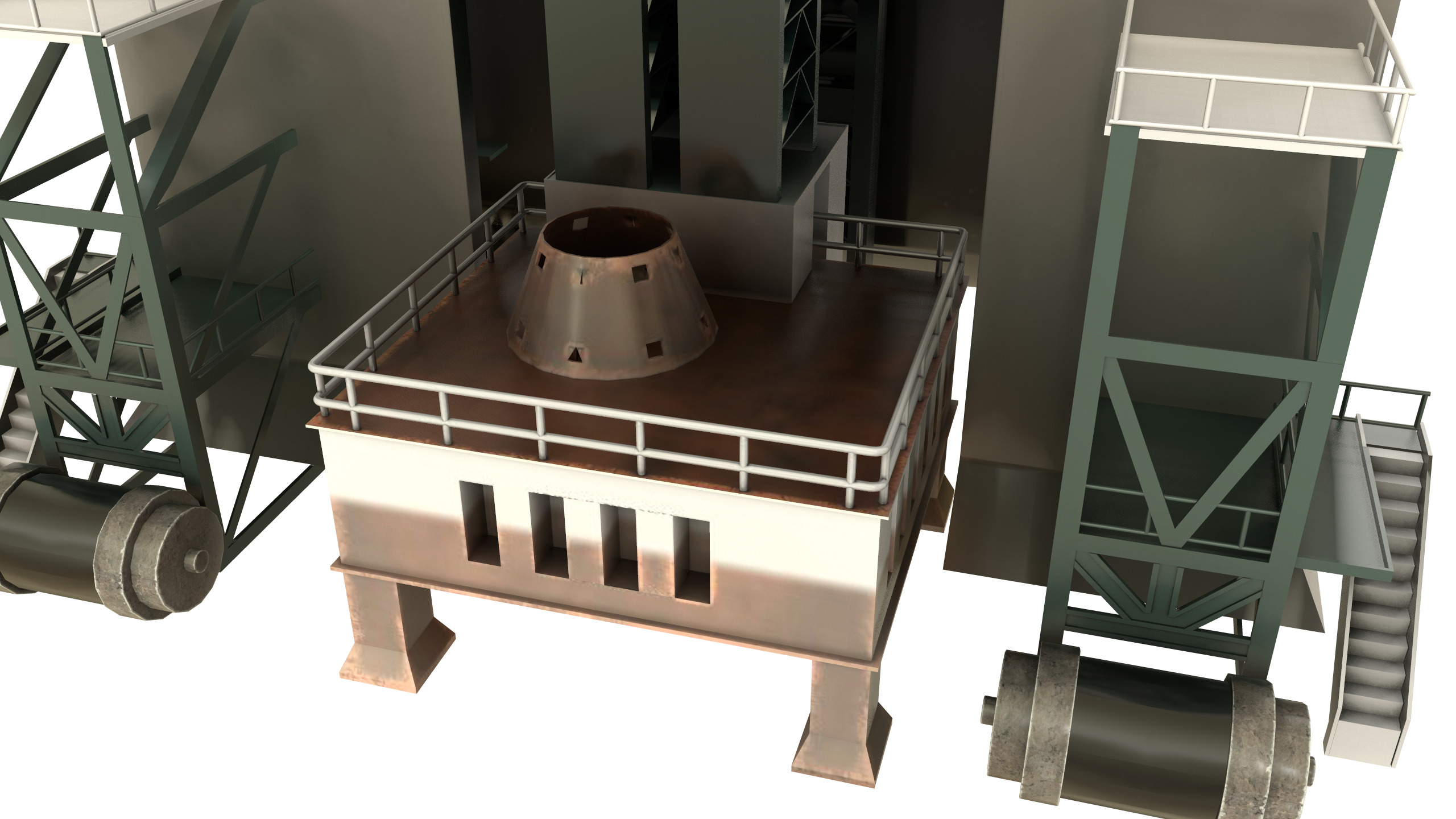 Launch pad Low-poly 3D model_8