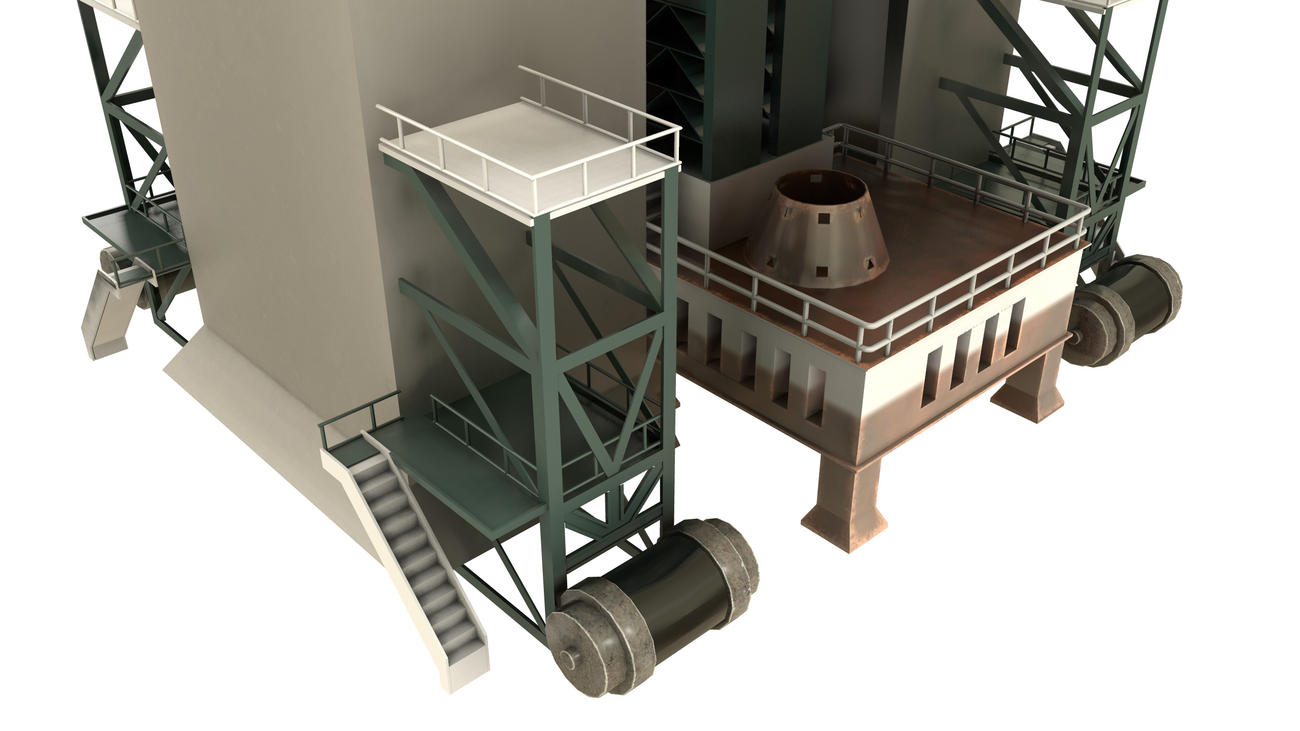 Launch pad Low-poly 3D model_9