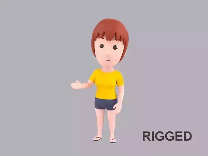 Cartoon Female Character Rigged 001