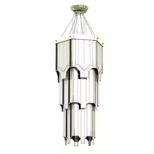 New York Large Hexagonal Art Deco 8 Light Tiered Chandelier  