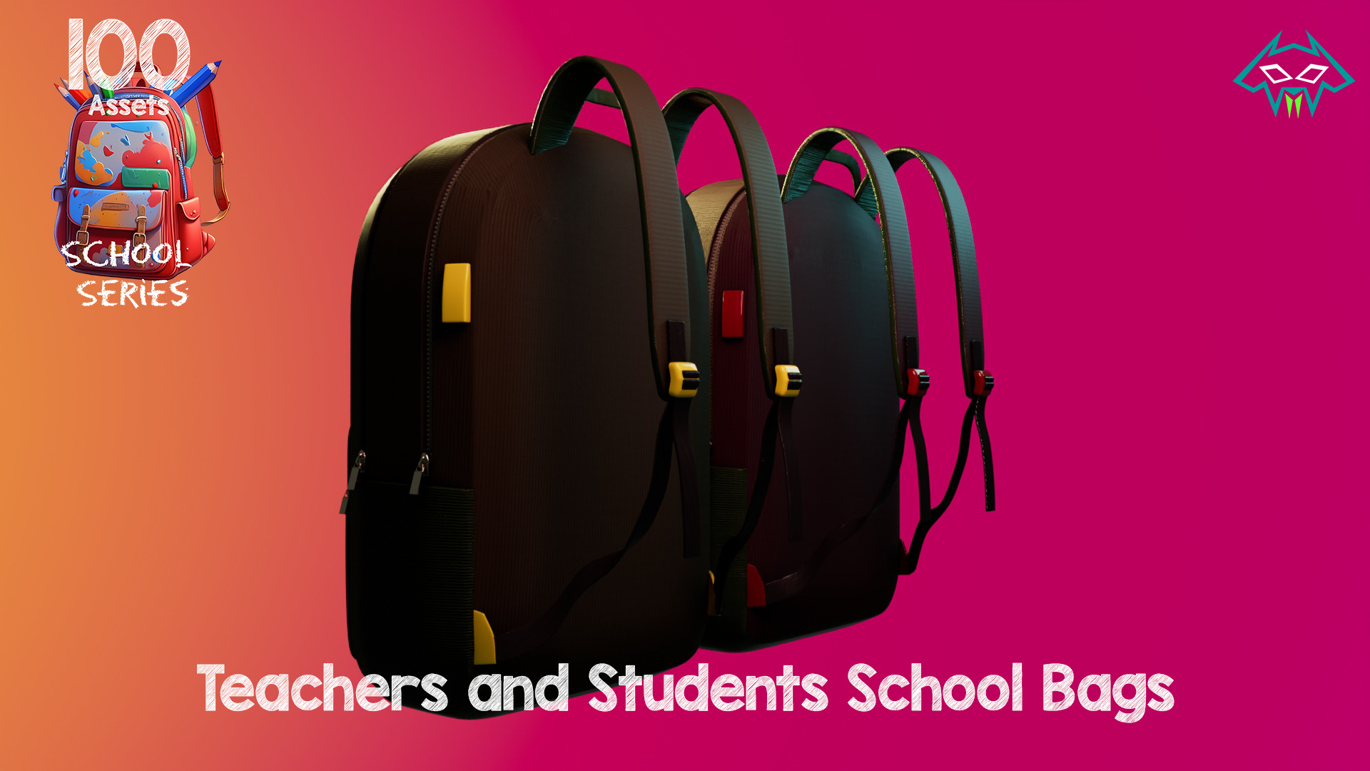 Teachers and Students School Bag -100 Assets - School Series  Low-poly 3D model_8