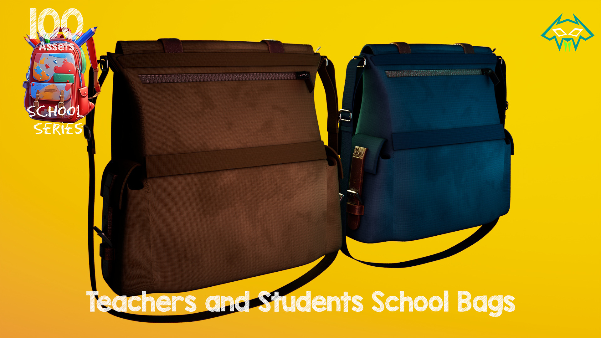 Teachers and Students School Bag -100 Assets - School Series  Low-poly 3D model_7