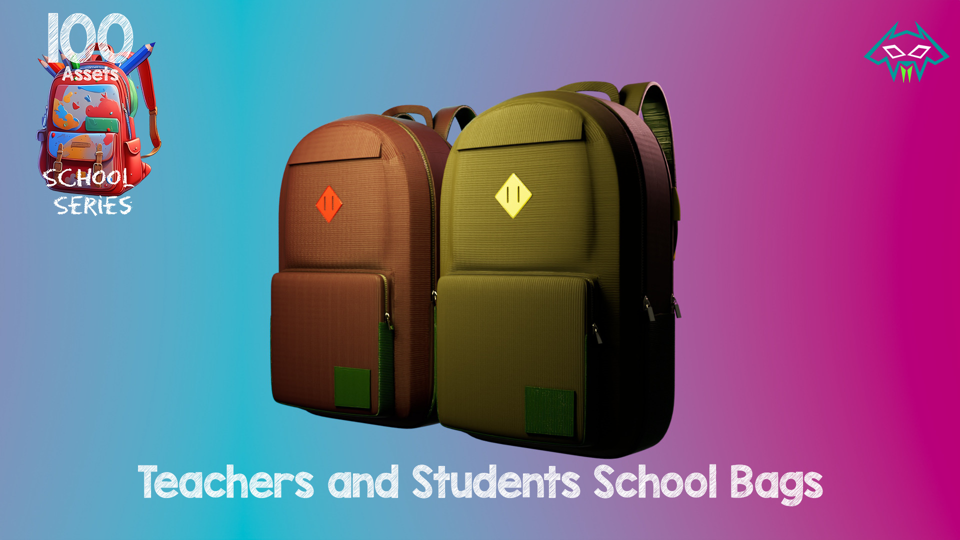 Teachers and Students School Bag -100 Assets - School Series  Low-poly 3D model_6