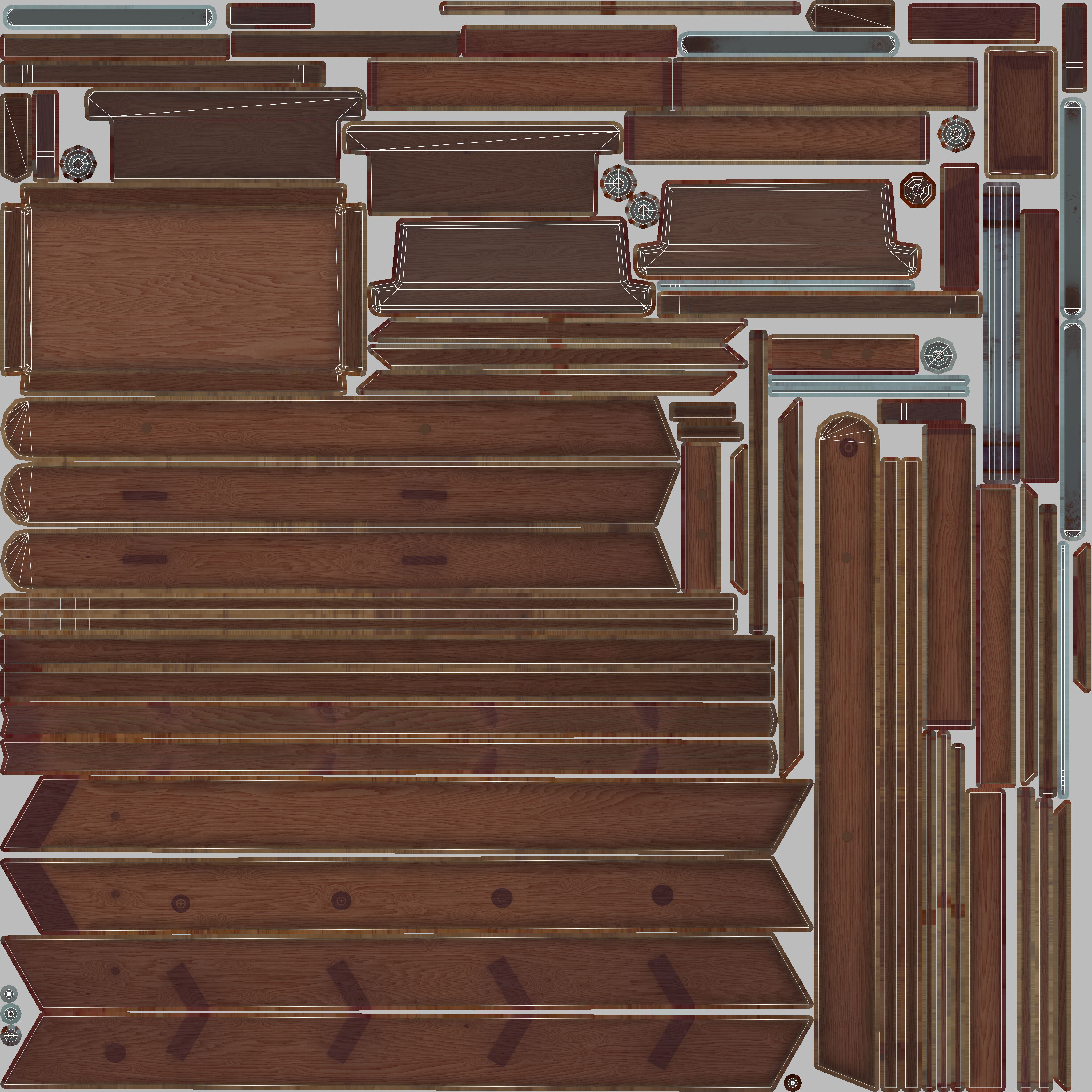 Step Ladder Folding Wooden Low-poly 3D model_7