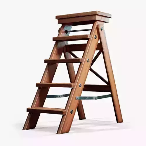Step Ladder Folding Wooden Low-poly 3D model