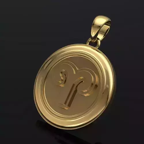 Aries Zodiac Pendant  Bold and Fiery Aries Horoscope Jewelry 3D print model