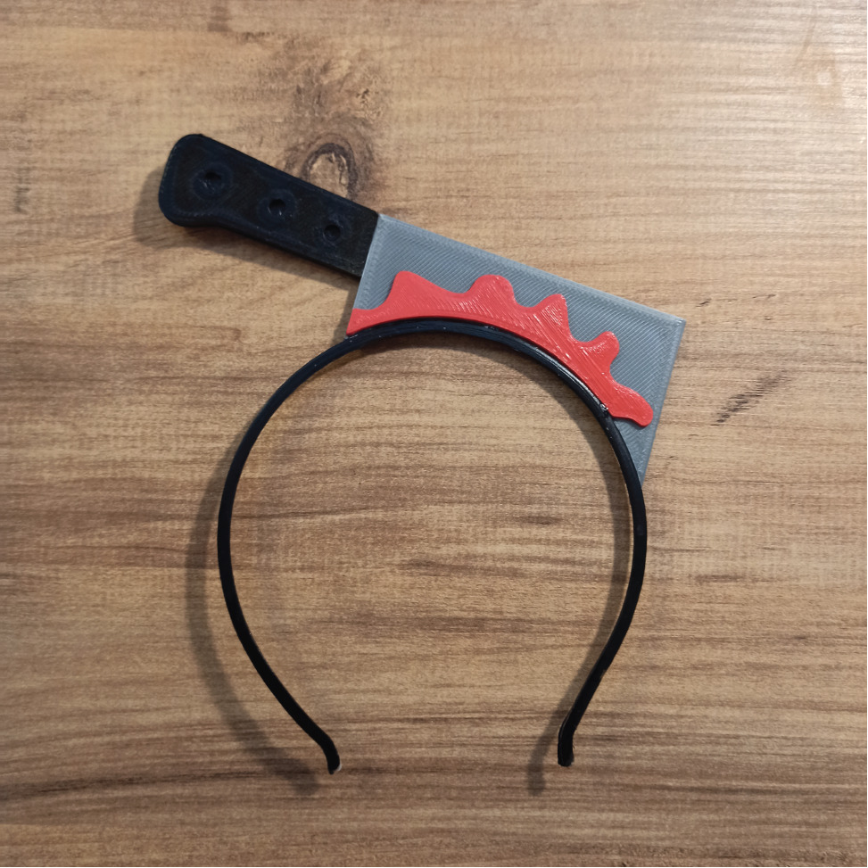 HeadBand with Cleaver Stuck in Head 3D print model_3