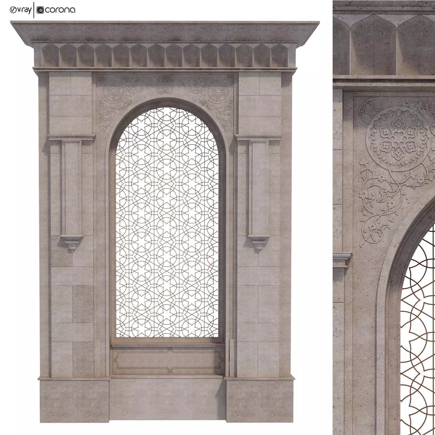 Arabic turkish islamic architectural element set 504 3D model_0
