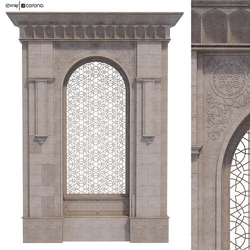 Arabic turkish islamic architectural element set 504 3D model