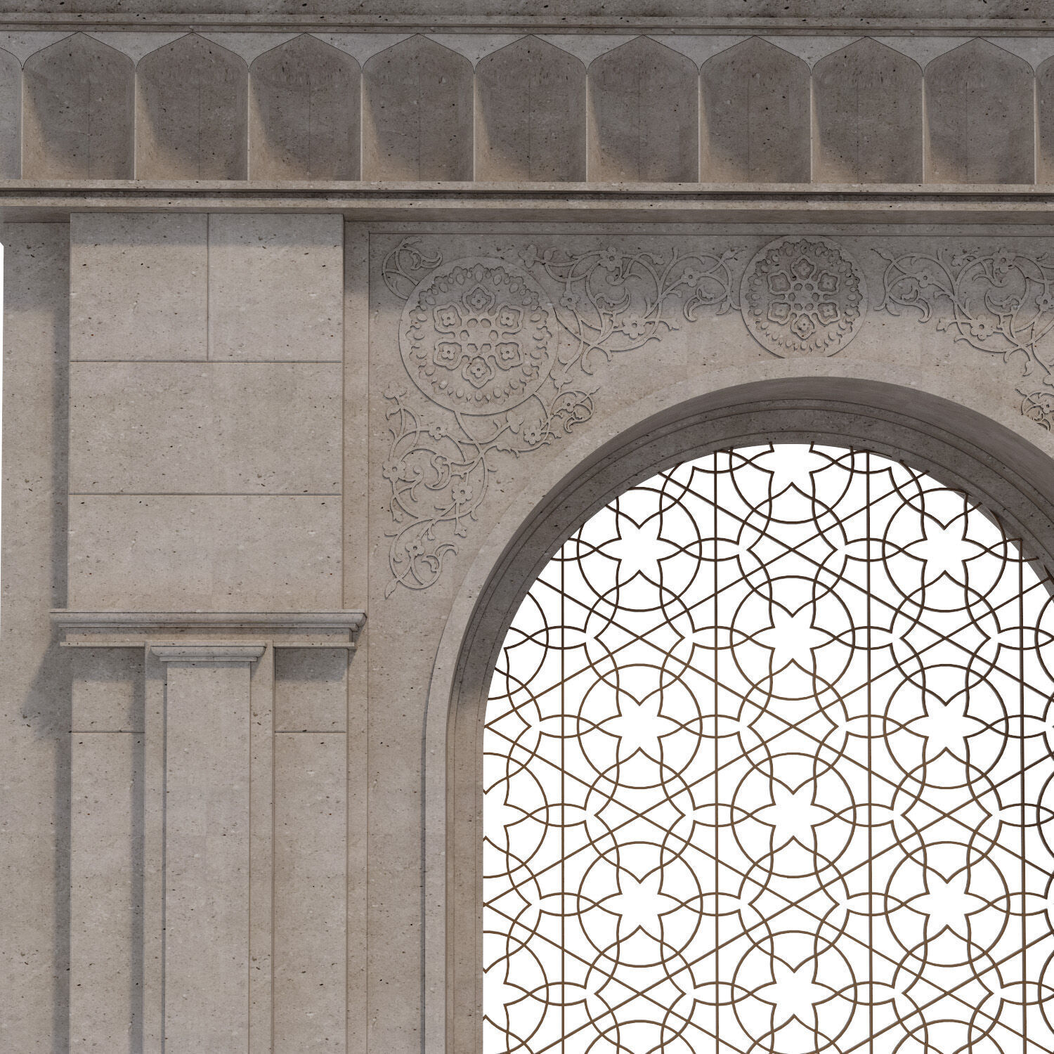 Arabic turkish islamic architectural element set 504 3D model_3