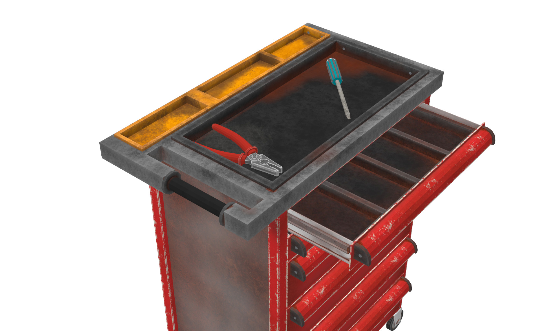 Tools Trolley Low-poly 3D model_1