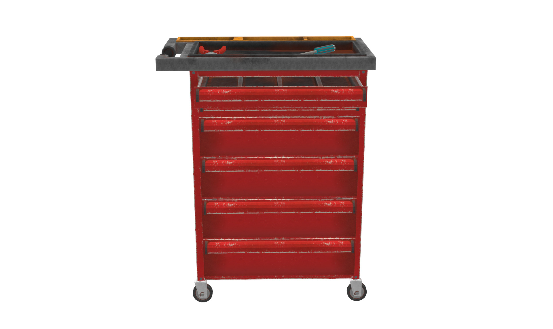 Tools Trolley Low-poly 3D model_2