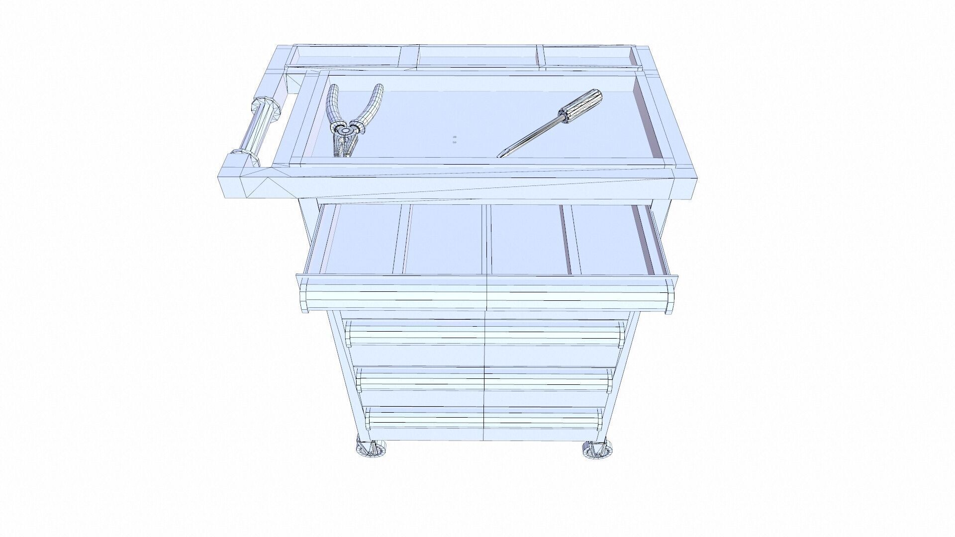 Tools Trolley Low-poly 3D model_9