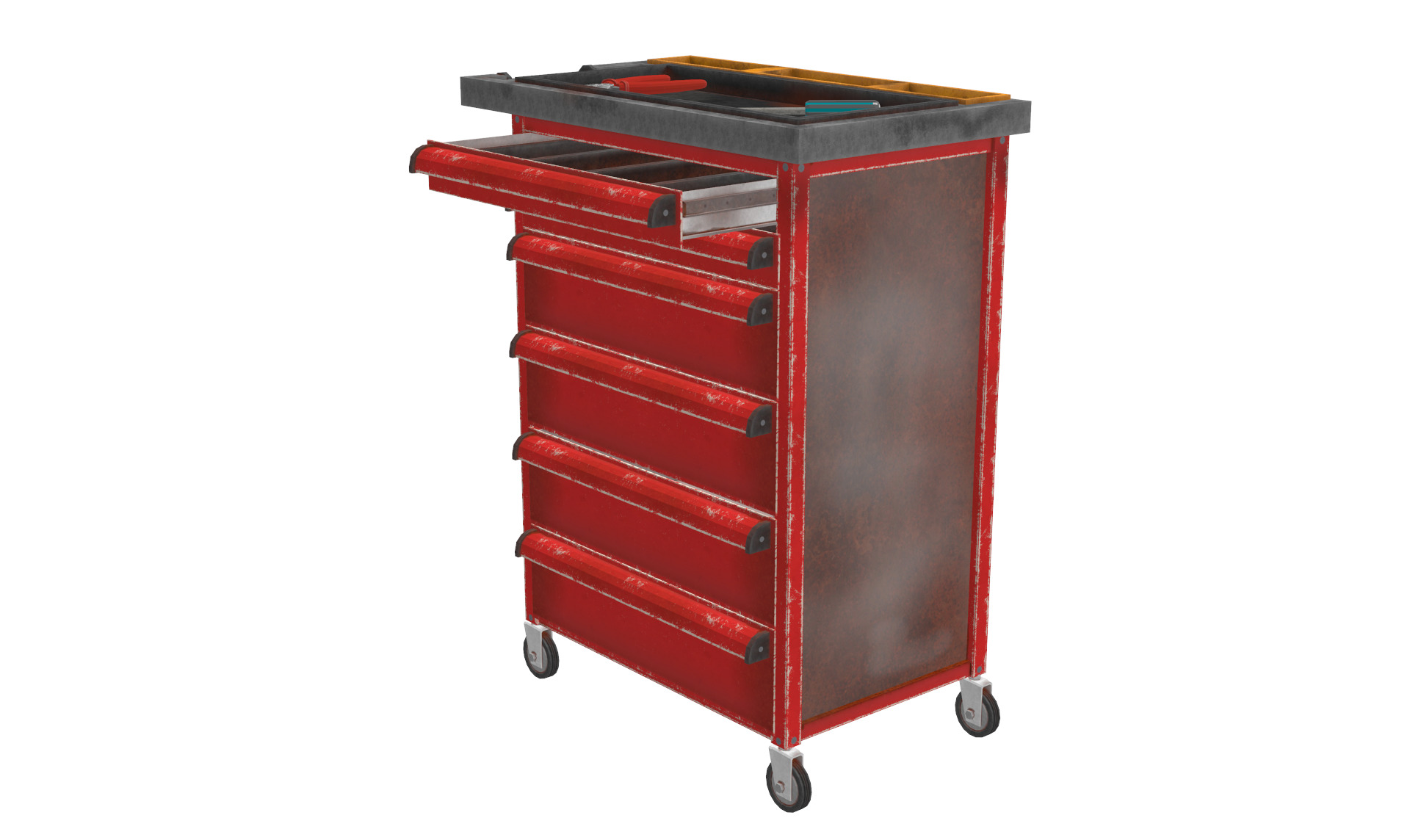 Tools Trolley Low-poly 3D model_3