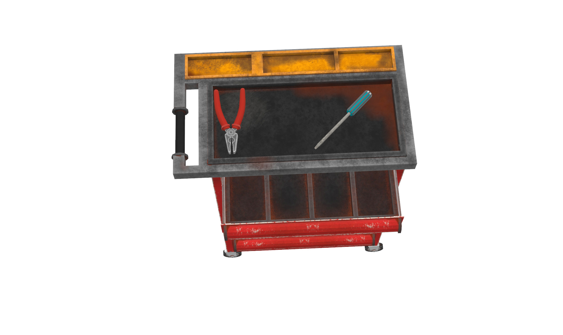 Tools Trolley Low-poly 3D model_5