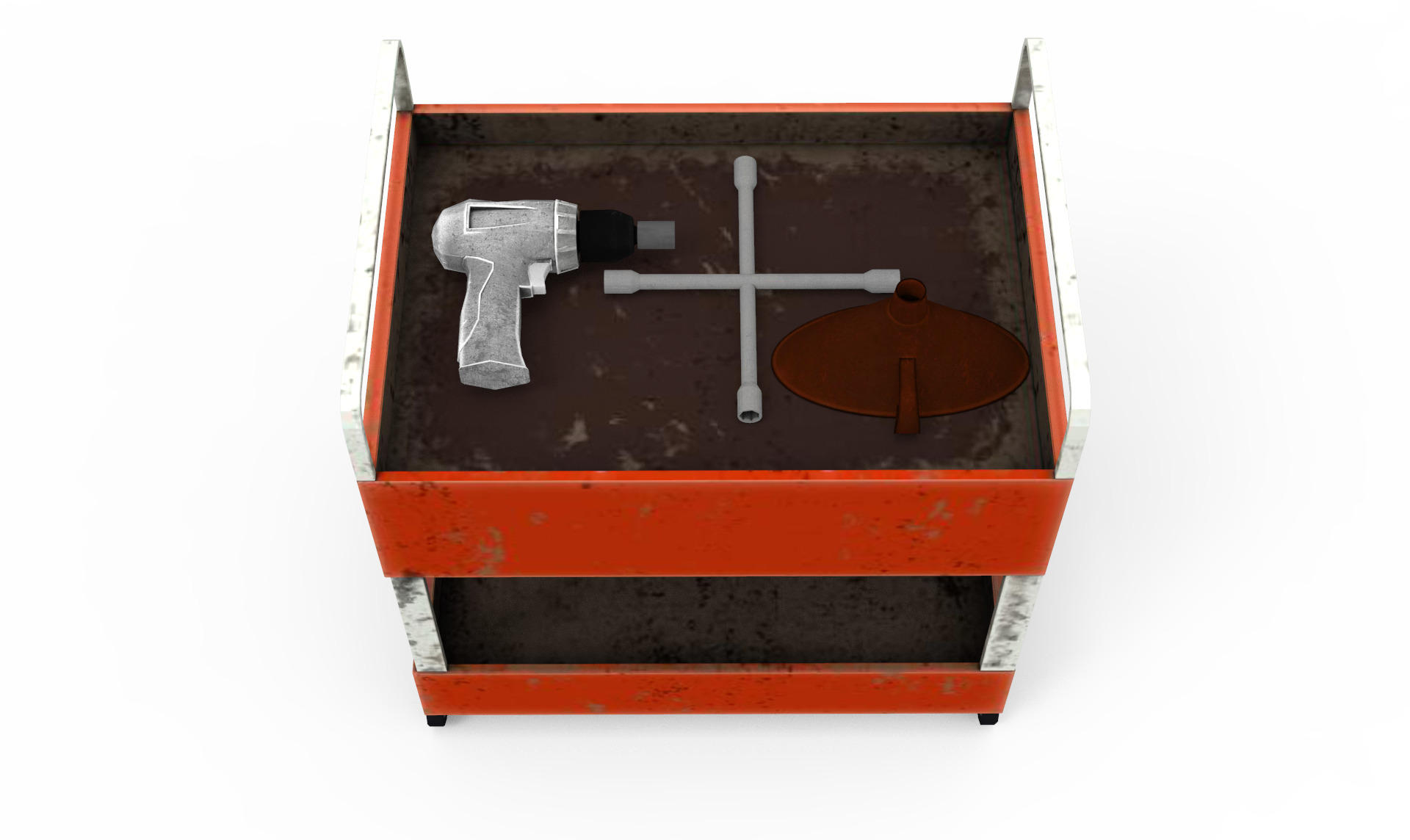 Tools Trolley Low-poly 3D model_4