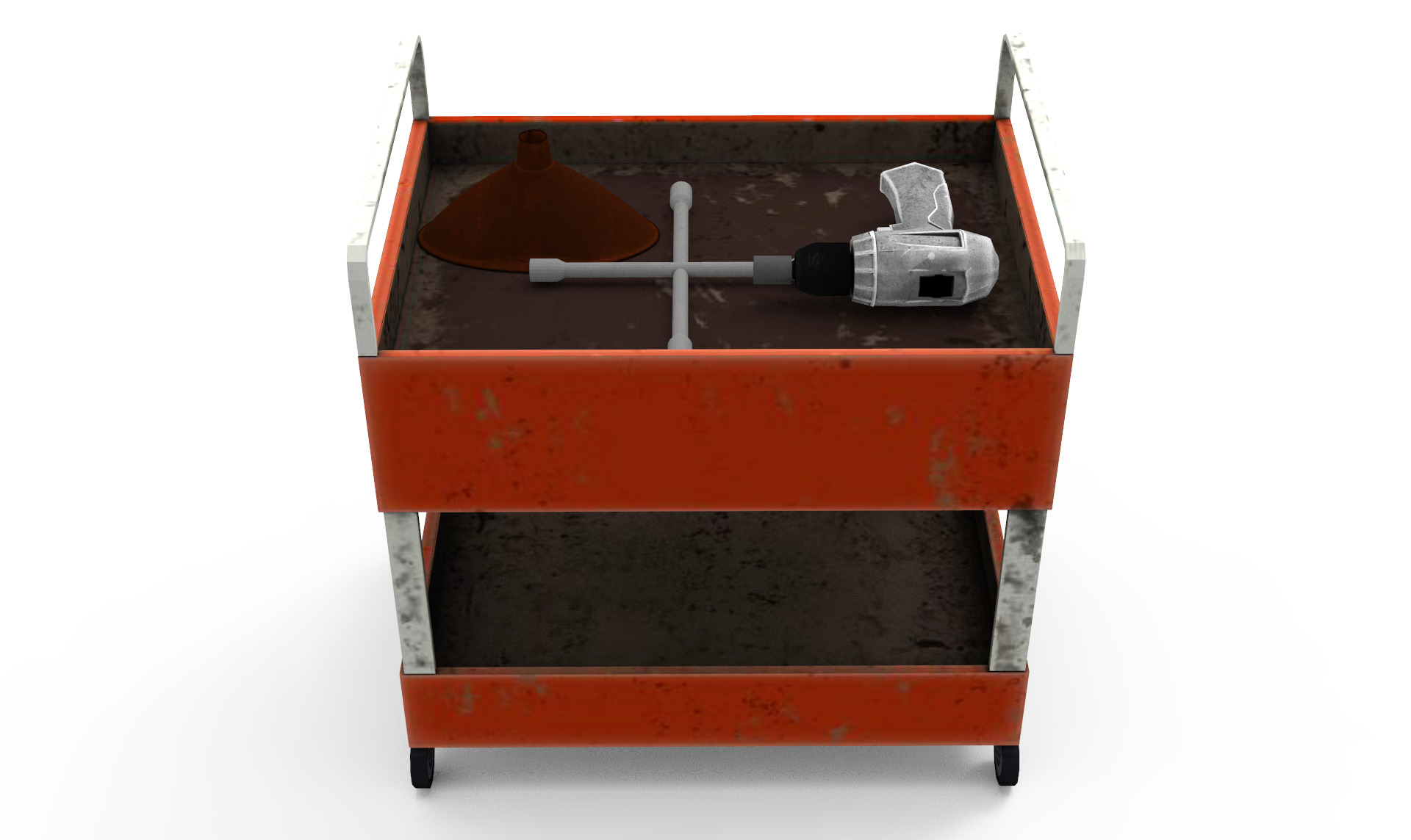 Tools Trolley Low-poly 3D model_1