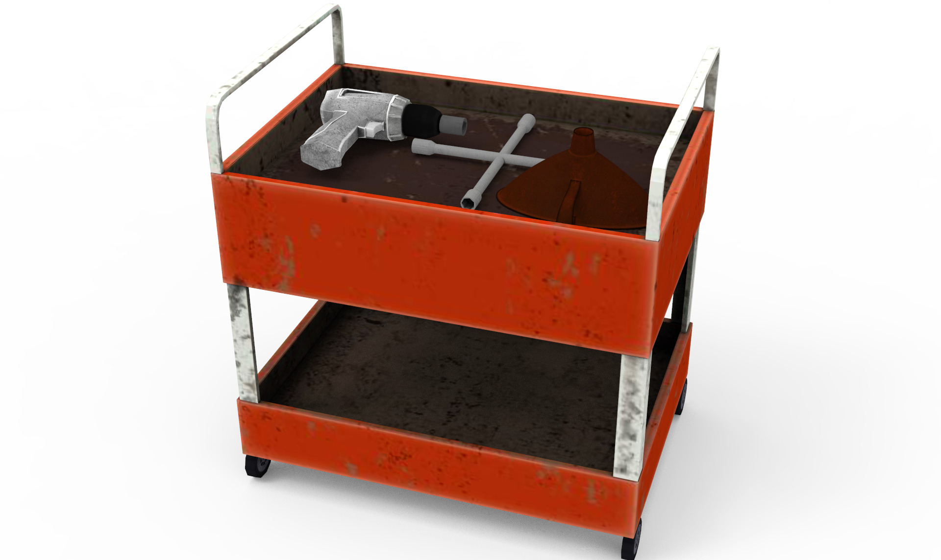 Tools Trolley Low-poly 3D model_3