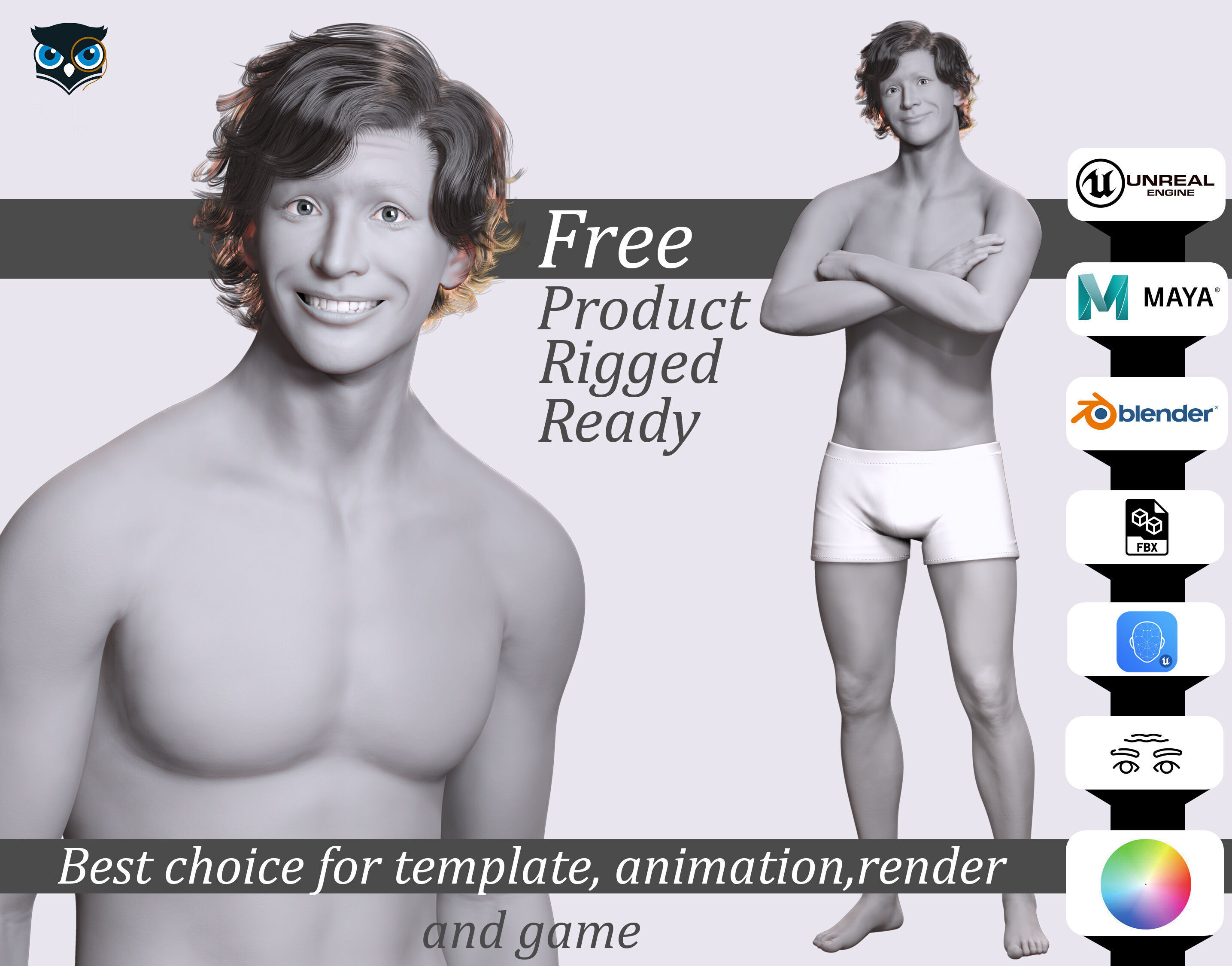 Download Free Rigged 3D Character Fully Rigged Optimized Free low-poly 3D model_0