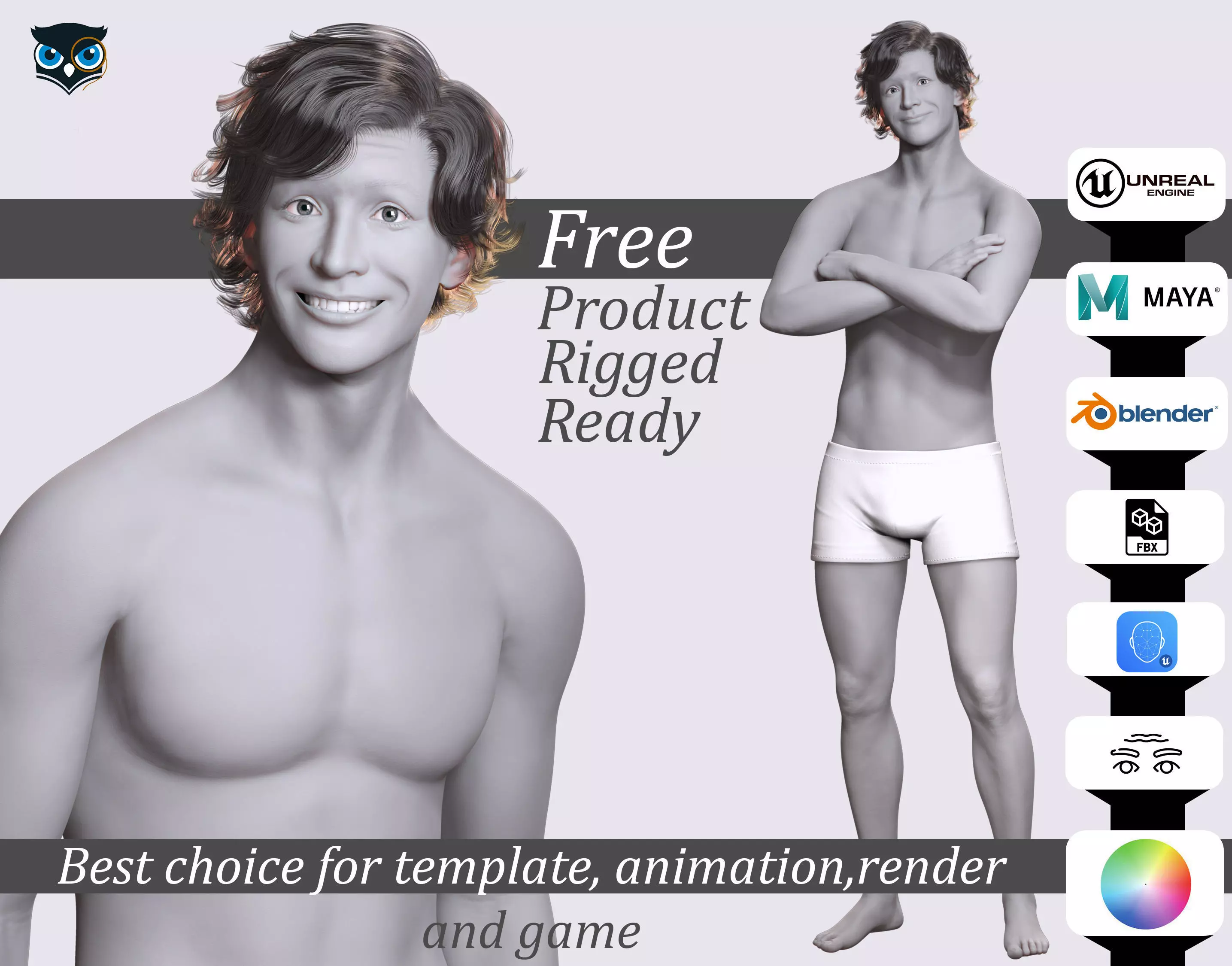 Download Free Rigged 3D Character Fully Rigged Optimized Free low-poly 3D model_0