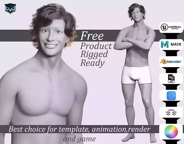 Download Free Rigged 3D Character Fully Rigged Optimized Free low-poly 3D model