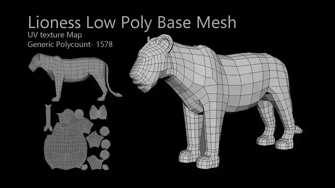 Lioness model low poly