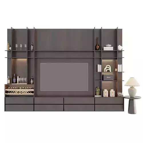 Modern Wall Mounted TV Unit Blender FBX OBJ PBR Model Archviz