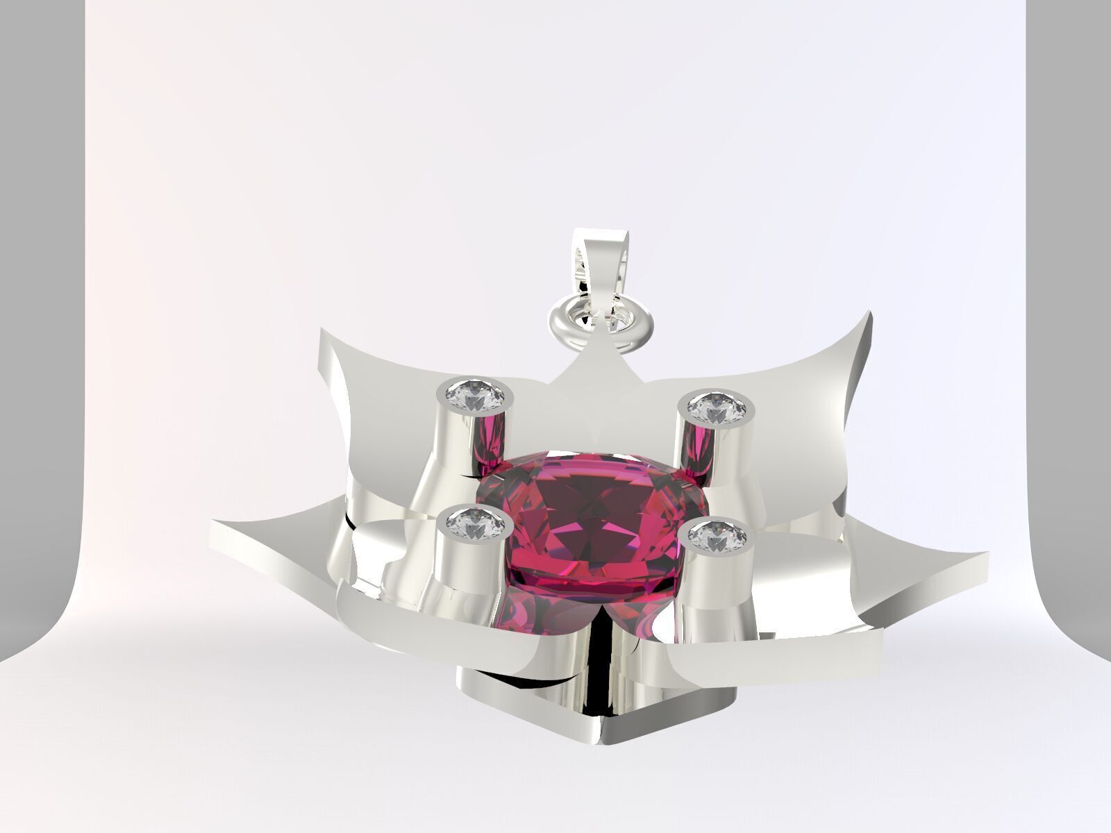 olu flower pendant modal 3D print model_2